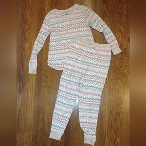 Cuddl Duds Hot Pink & Tan Pajama Set Women Small